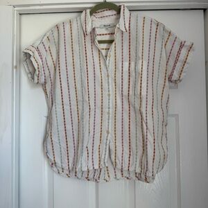 Madewell Striped Shirt - Teal, Pink, Yellow - size XS